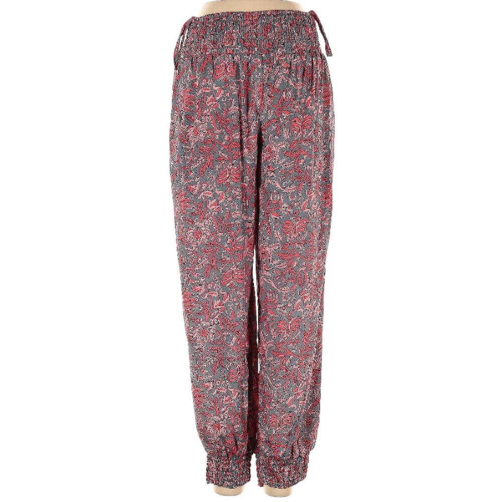 Perry Walker Collective Silk Floral Paisley Smocked Jogger Pants Small